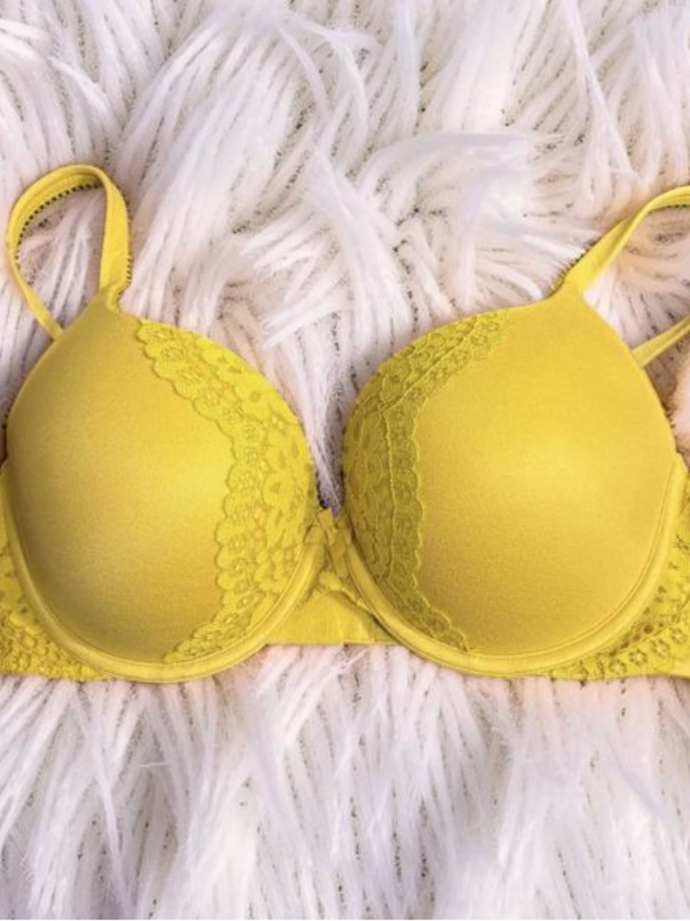 Victoria's Secret Body By Victoria Perfect Shape Bright Yellow Lace Push-Up Bra